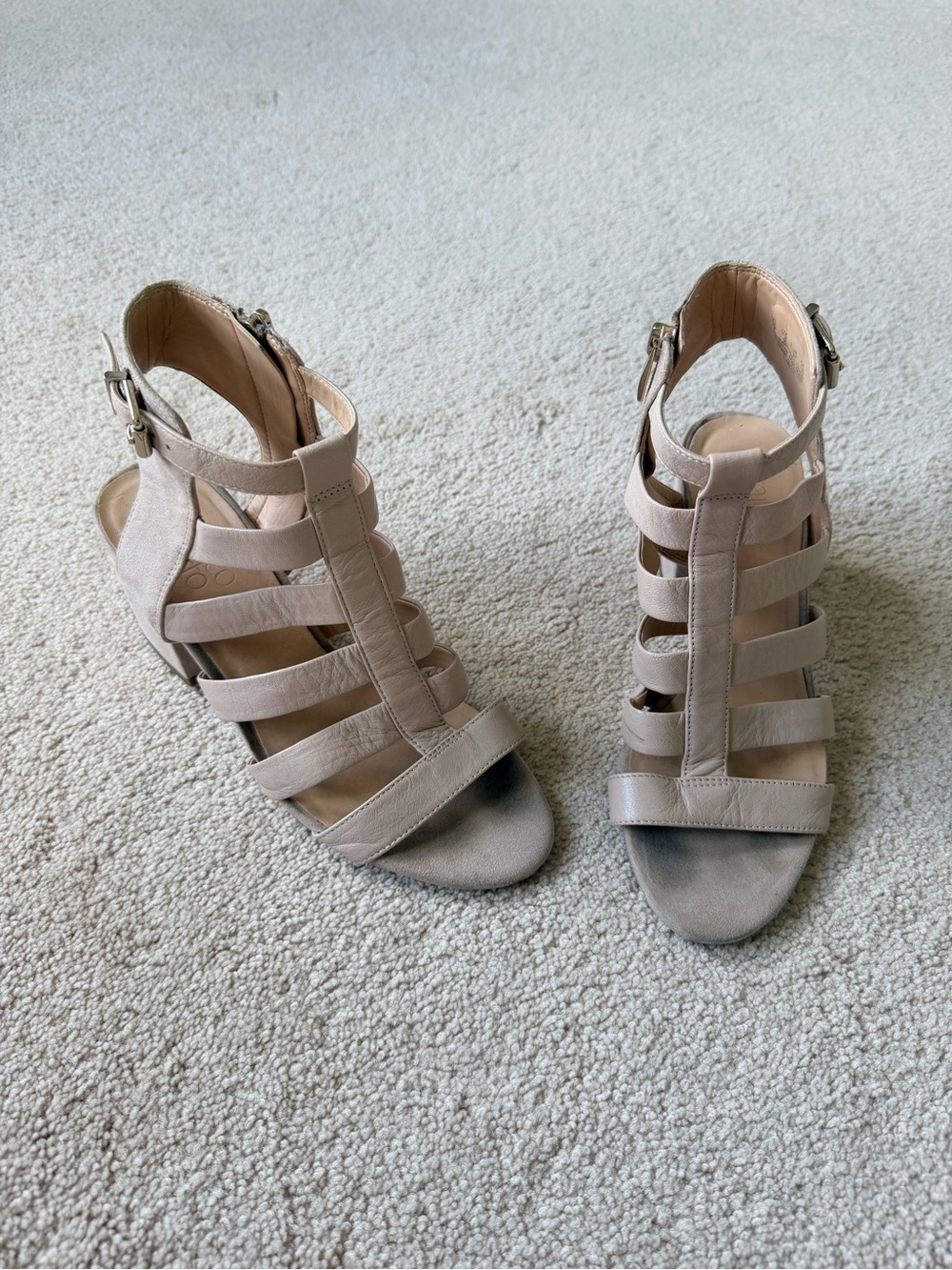 Franco Sarto Tan Multi-Strap Block Heel Sandals size 7